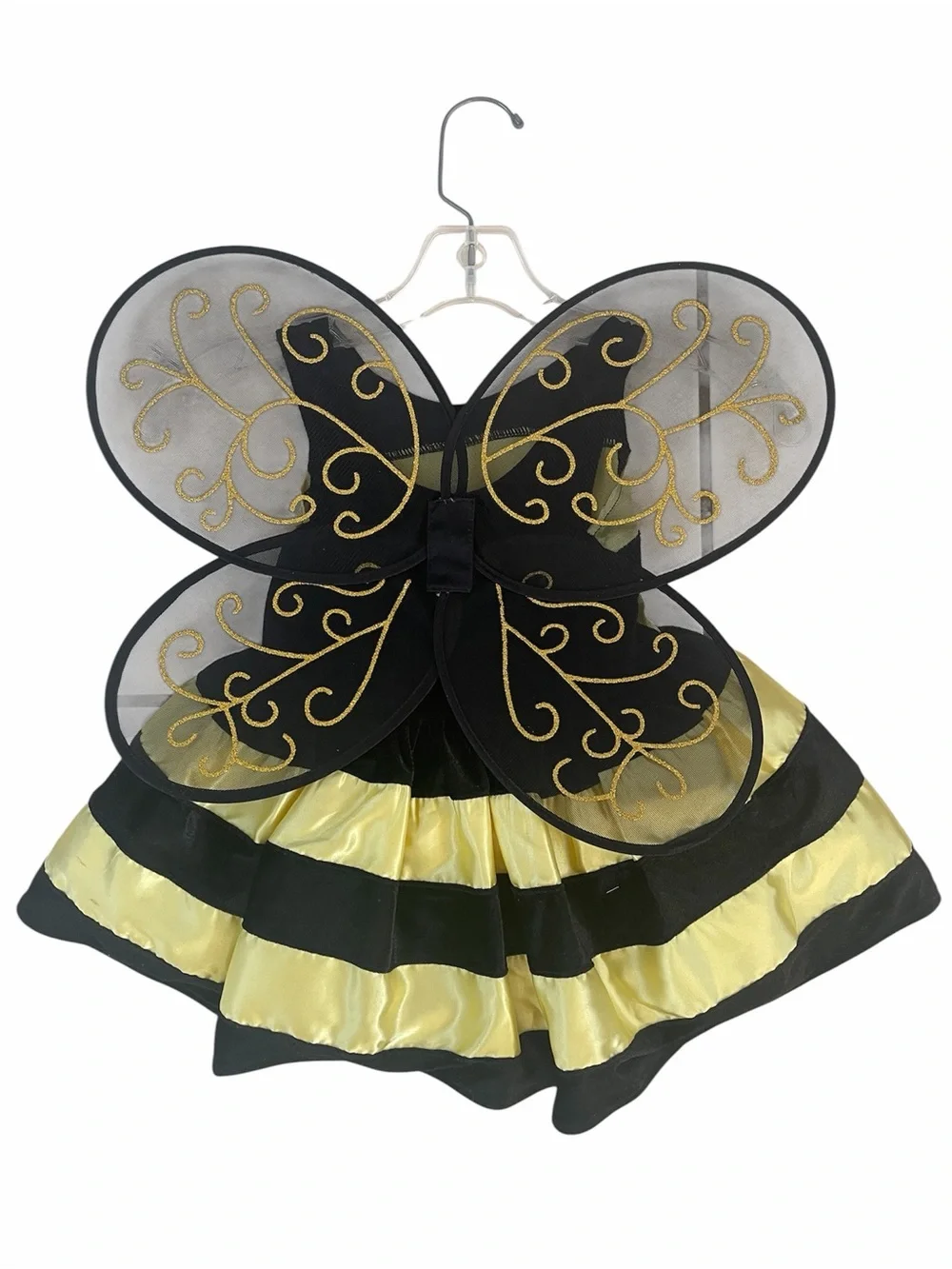 Kids Yellow and Black Bee Costume Dress with Wings and Antennae